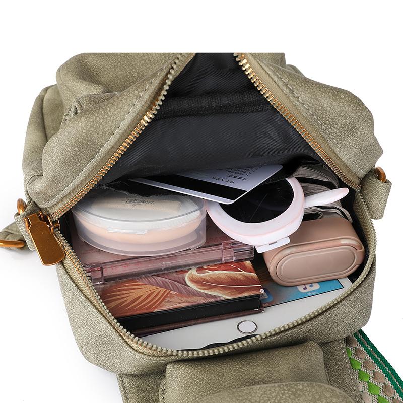 PU Umhängetasche Damen Retro Einfarbig Rucksack Pendler Brusttasche