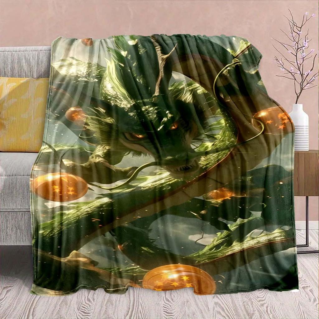 Dragon Ball Anime Flannel Blanket - Soft Warm Perfect for Sofa, Bedding Camping Travel Office Home Decor -QJY