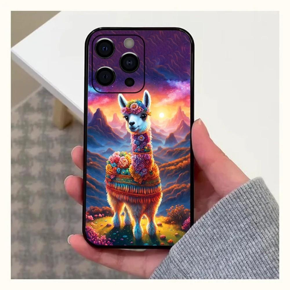 Lama Llama Alpacas Phone Case For Apple iPhone 15,14,13,12,11,Pro,X,XS,Max,XR,Plus,Mini Soft Black Cover