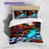 Juego de Ropa de Cama con Estampado de Dibujos Animados Colcha Funda de Colcha Funda de Almohada Decoración del Hogar Regalo de Cumpleaños (1 * funda nórdica + 2 * fundas de almohada, sin núcleo)