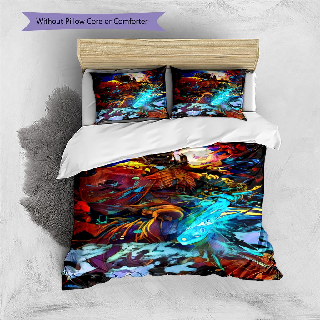 Juego de Ropa de Cama con Estampado de Dibujos Animados Colcha Funda de Colcha Funda de Almohada Decoración del Hogar Regalo de Cumpleaños (1 * funda nórdica + 2 * fundas de almohada, sin núcleo)