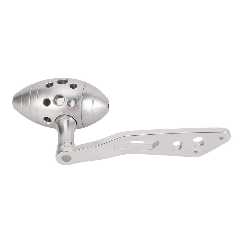 Fishing Reel Handle Silver White Aluminum Alloy Single Baitcasting Reel Power Handle with Olive Shaped Knob for