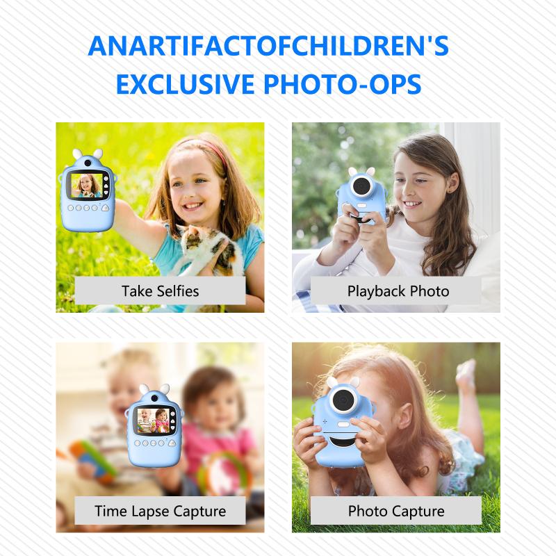 P1 Children Instant Camera Mp3 Printing Camera With Print Paper 2.4-inch HD Camcorder For Girls