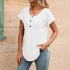 Women’s Casual Short Sleeve Pullover T Shirt with Crew Neck and Button Loose Fit Summer Top Blouse