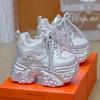 Silver Inner Heightening Platform Dad Shoes Women's Shoes 2025 New Explosive Spring Leisure Sports Little White Shoes Muffin