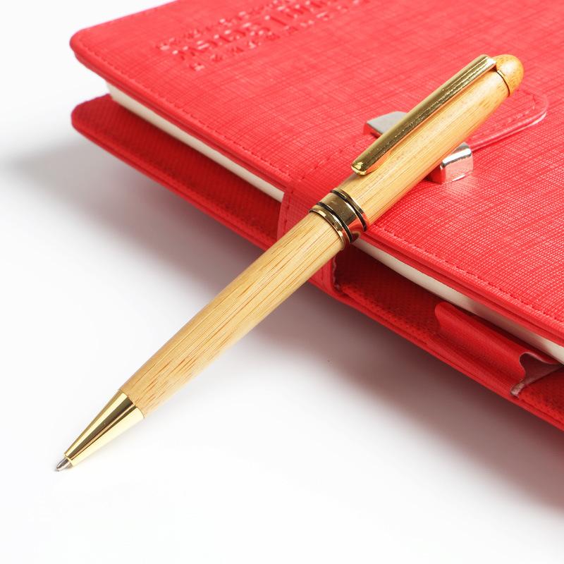 Bamboo Pen Set Wooden Ballpoint Pen Wooden Pen Signature Pen Gift Box Business Graduation Gift Engraving Pen 0.5mm