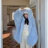 Lazy Wind Hooded Imitation Fox Hair New Long Hairy Coat Imitation Fur Plush Winter Light