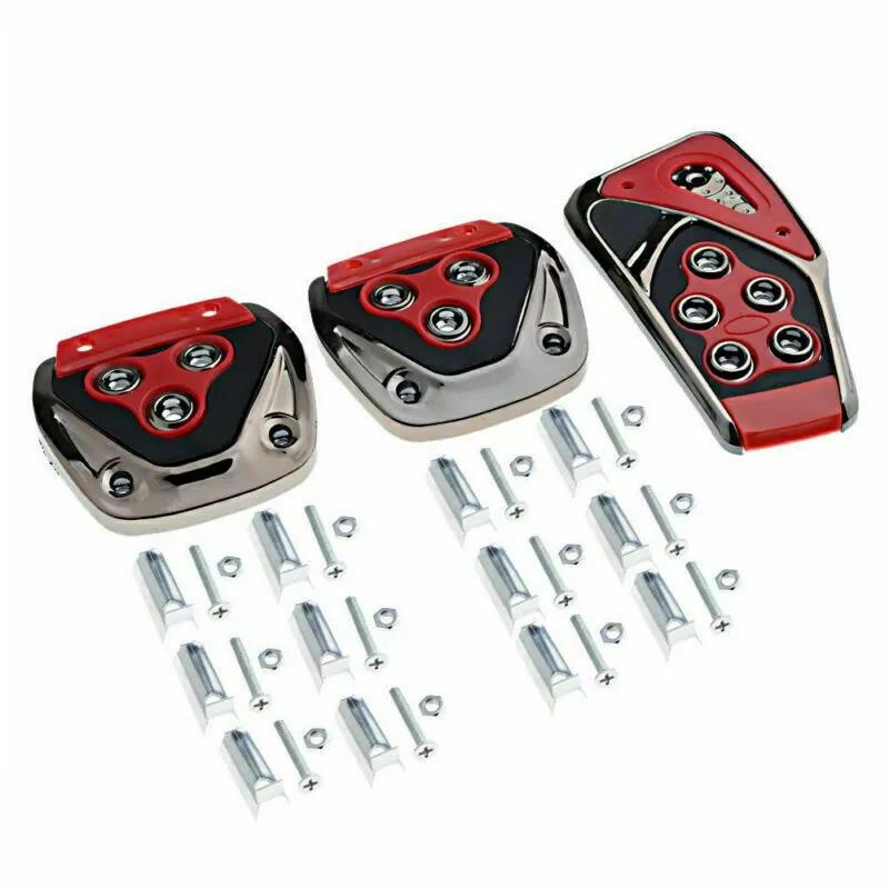 3 ks Červené Manuální Převodovka Auto Brzda Protiskluzový Kryt Pedálu Nohy Kryt Sada