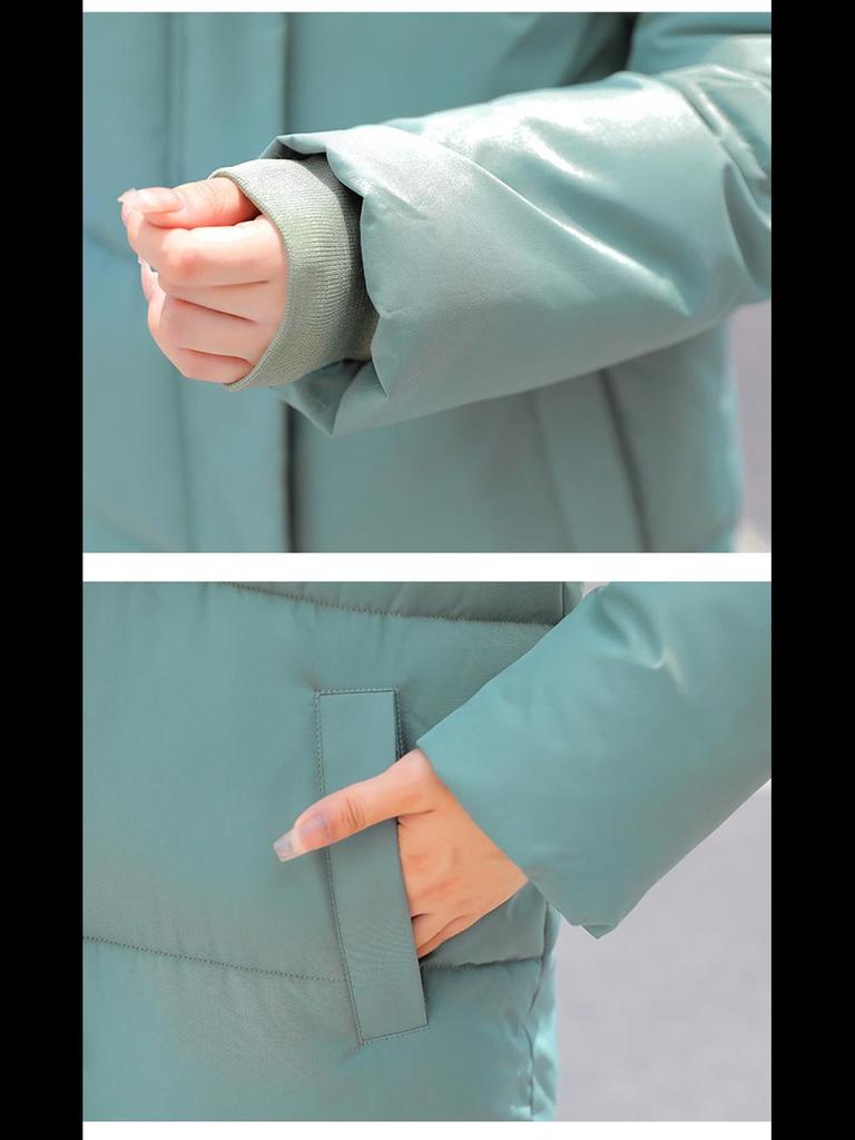 Women's 2024 Winter Korean-Style Hooded Knee-Length Slim Cotton Coat