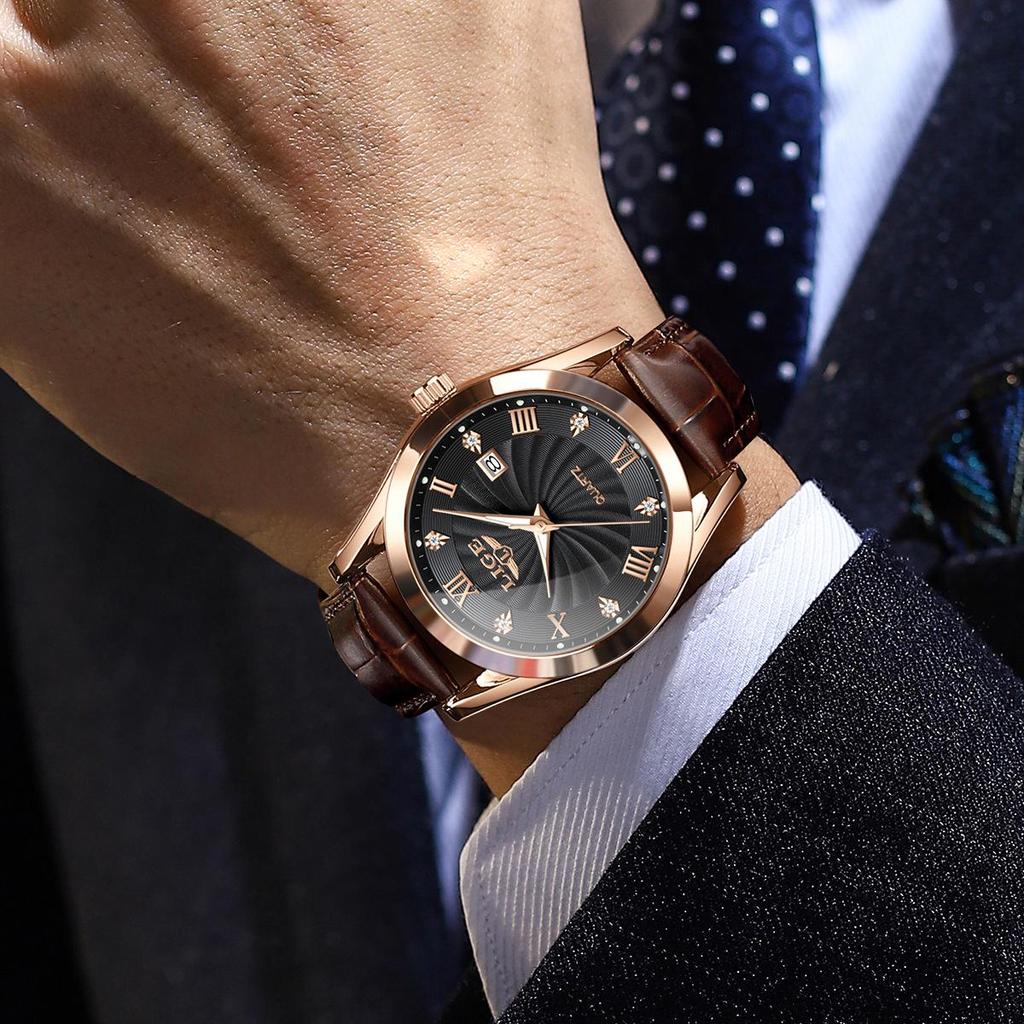 Men's Fashionable Waterproof Quartz Watch with Calendar & Luminous Features