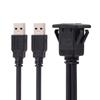 JSER 1m Waterproof Dual USB Extension Latch Mount Car AUX Cable for Dashboard Panel 3.0