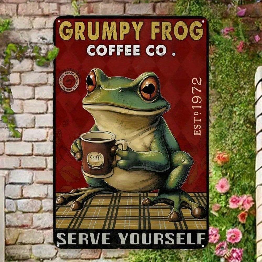 Vintage Grumpy Frog Metal Tin Sign Wall Art Retro Kitchen Bar Cafe Home Decor 20x30