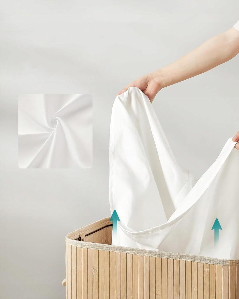 Bamboo Laundry Basket, Foldable, Single-Compartment, 72 Liters, Natural
