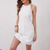 Elegant Women Solid Color Lace Splicing Sleeveless Backless A Line Mini Dress