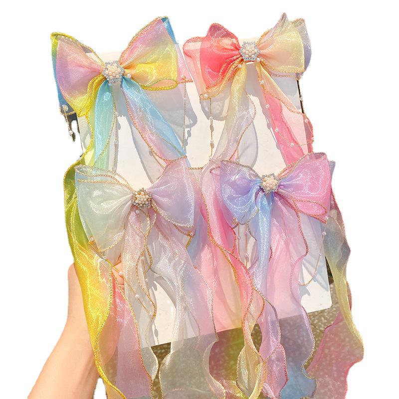 2026 Korean Style Celebrity-Inspired Children's Bow & Braided Hair Clips - Cute Princess Streamer Accessories for Girls