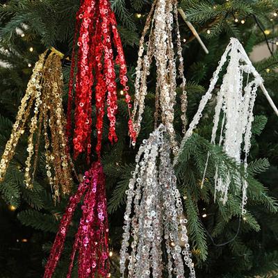 2pcs 60cm Artificial Christmas Glitter Branches Handmade DIY Simulated Christmas Branches Sequins Elegan