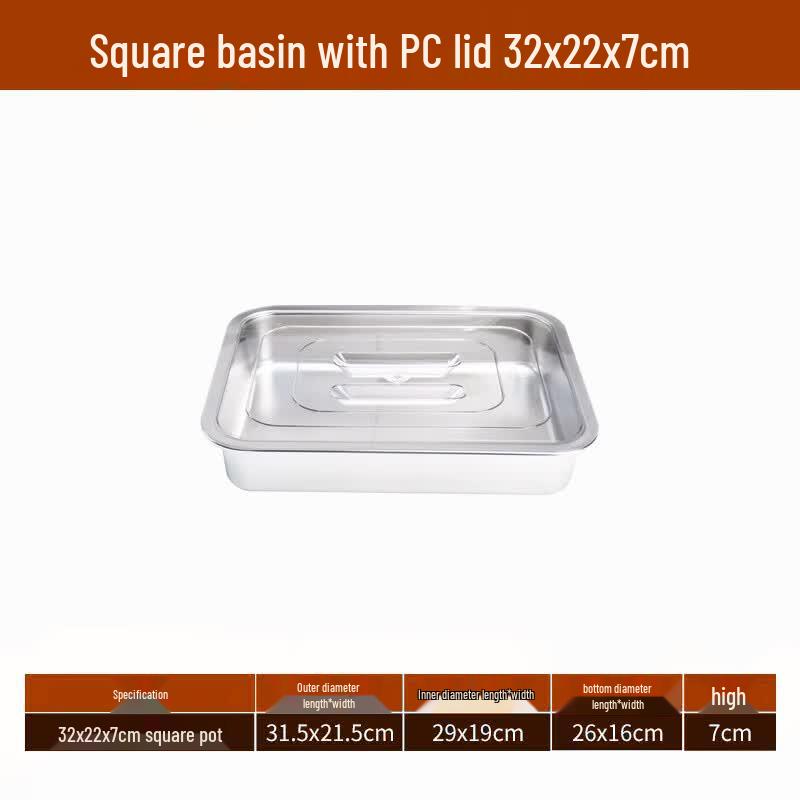 Shengjia Stainless Steel Square Food Pan with Lid