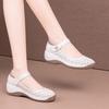 Casual Soft Leather Hollow Single Shoes Women's Summer New Versatile Thick-soled Breathable Non-slip Mother Shoes Sandals