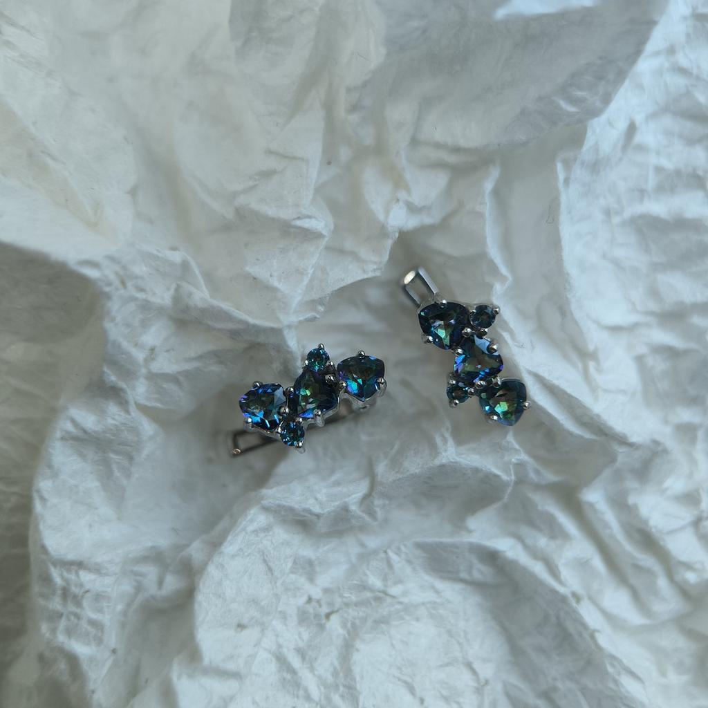 Серебряные серьги с мистик топазом 1.42ct (2212829)
