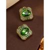 Vintage Emerald Studded Square Earrings With Royal Style Personality