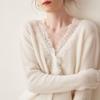 Cardigan in Pizzo e Cashmere da Donna con Scollo a V - Modello Sottile, Cashmere di Capra di Alta Qualità, Collezione Autunno/Inverno.