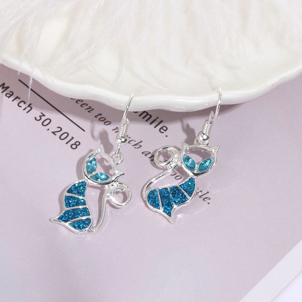 1Pair Exquisite Fashion Elegant Gift Opal Cat Earrings Jewelry Drop Dangle Hook Ear Stud