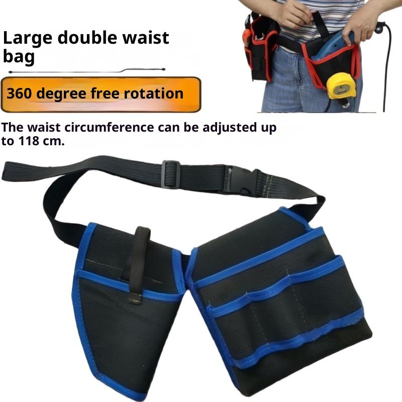 Portable Oxford Cloth Tool Waist Bag Dual Pouch Water Repellent Organizer for Squeegee Window Glass Cleaning Use