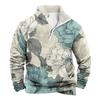 Men's British Autumn 2025 Stand Collar Arctic Fleece Half-Zip Hoodie with 3D Print