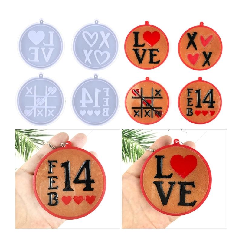 Various Symbols Keychain Silicone Mold with Hole Keyring Pendant Handmade Mold Valentine's Day Birthday Gift Jewelry