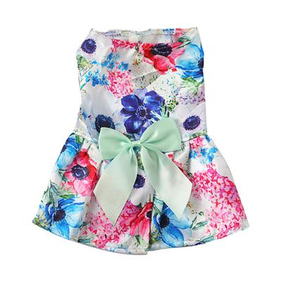 Summer Dog Dress Breathable Polyester Puppy Dress Adorable Floral Pattern Dog Sundress Bowknot Pet
