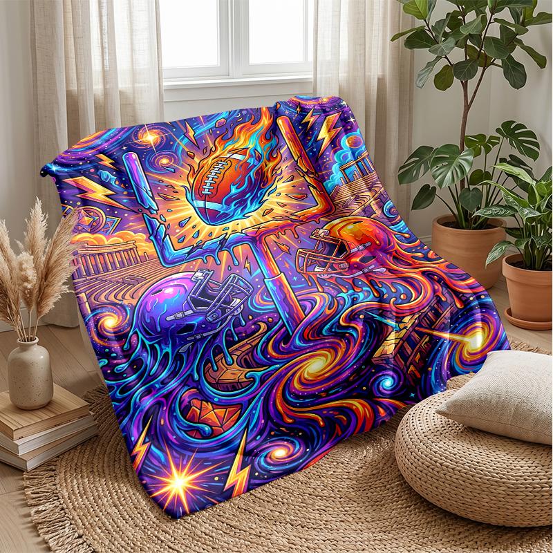 Futuristic Soccer Ball Theme blanket Lightweight Warm Flannel Blanket Decorative Throw Blanket for Home Decoration