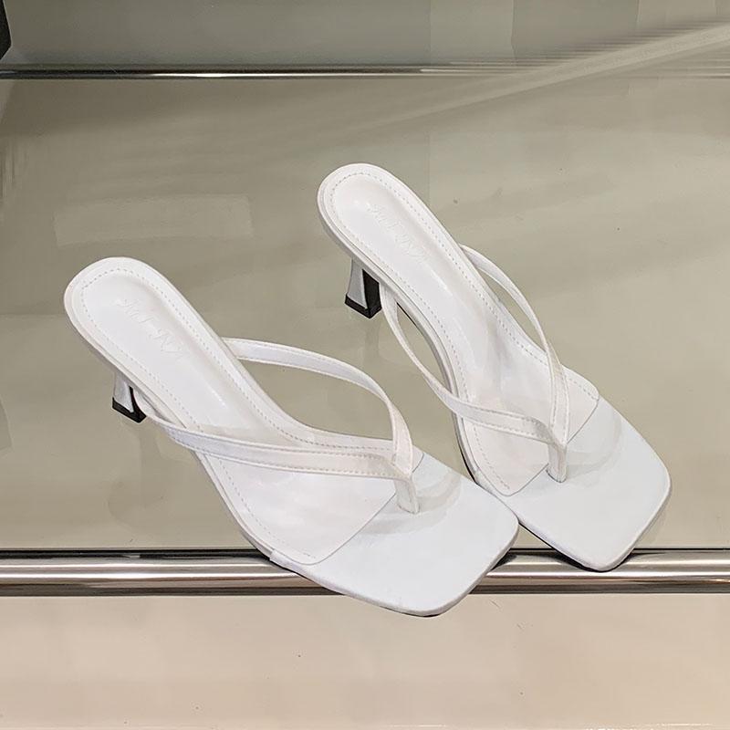 Fashion Female High Heels Slippers Shoes For Ladies Summer Beach Slides Fashion Silk Women Heeled Slippers Sandals Shoes Flip flops