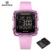 NAVIFORCE Original Unisex Digital Watch for Women Men LCD Display Luminous Pattern Chronograph Silicone Strap Waterproof Boys Girls Watch NF7121