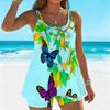Women's Swimwear Tankini 2 Piece Swimsuit Butterfly Flowers  Pattern Vacation Bathing Suits