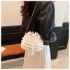 Suitcase Company GPT Popcorn Bag, Drawstring Shoulder Bag, Crossbody Bag, Women's, Small Mini Bag, Korean Popcorn Waffle Design, White