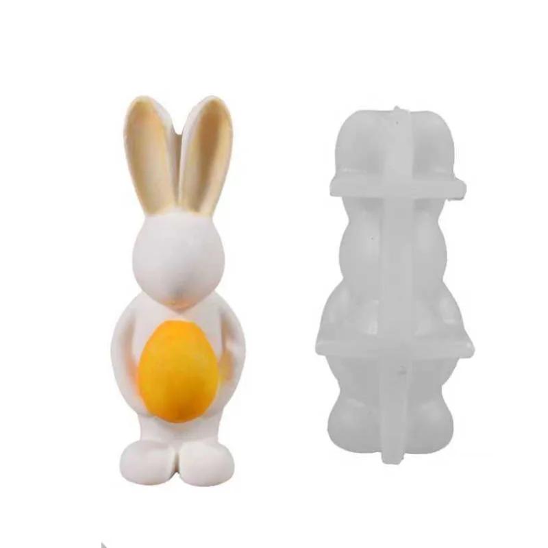 DIY Easter Bunny Egg Silicone Candle Mold Handmade Aroma Gypsum Epoxy Resin Form Mold Soap Candle Making Supplies