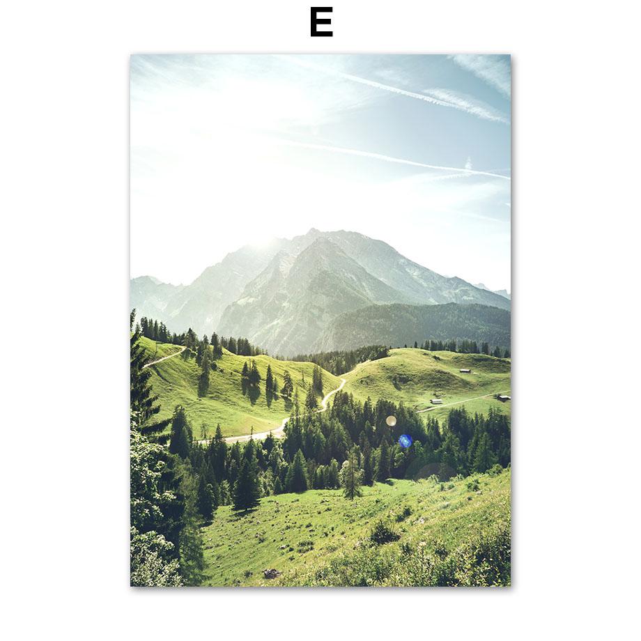 Green Leaf Boat Flower Forest Mountain Waterfall Posters And Prints Canvas Painting Wall Art Pictures For Living Room Decor