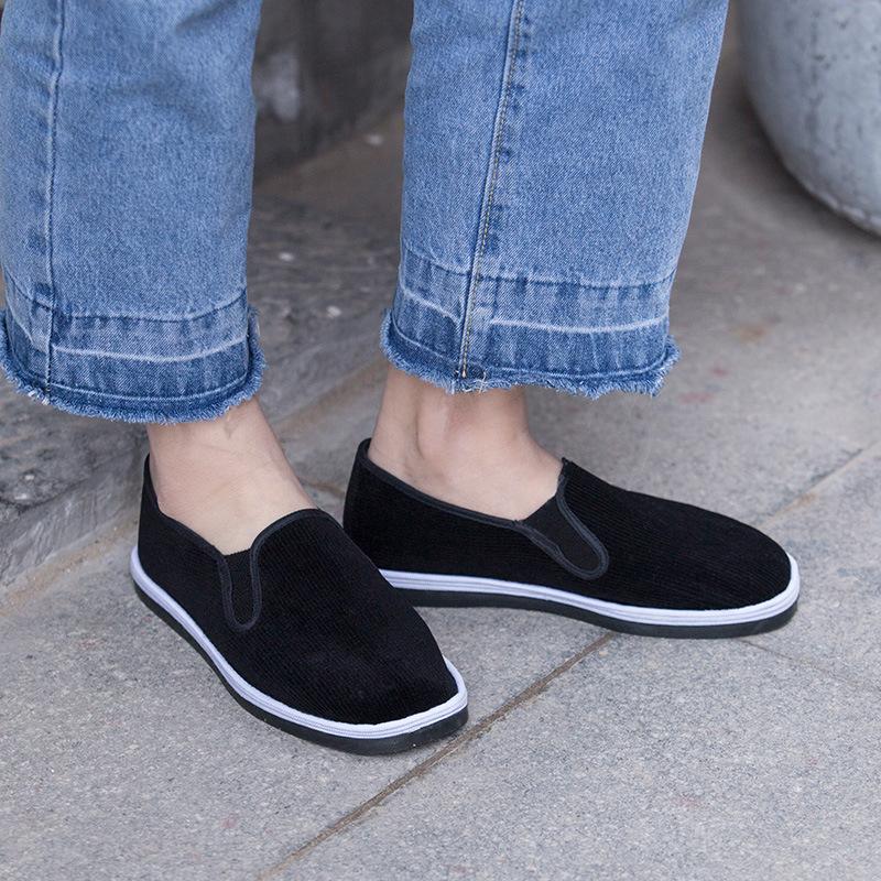 Canvas shoes men's shoes all black casual solid color large size zapatos de hombre mens loafers chunky sneakers fgb67