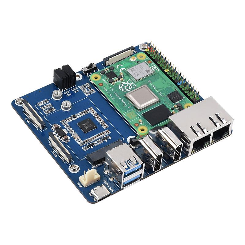 Raspberry Pi CM4 Expansion Board with Dual Gigabit Ethernet, 5G/4G, and USB3.0 for IoT Applications