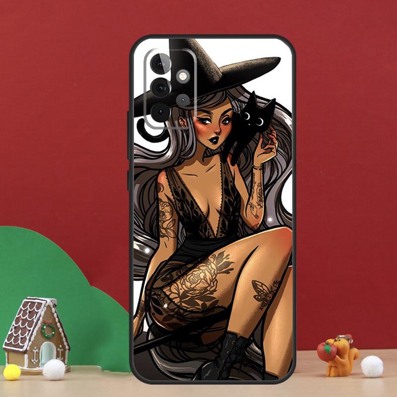 Moon Witch Horror Case For Samsung Galaxy A54 A06 A16 A26 A36 A56 A53 A32 A52 A33 A13 A55 A35 A15 A14 A34 A17