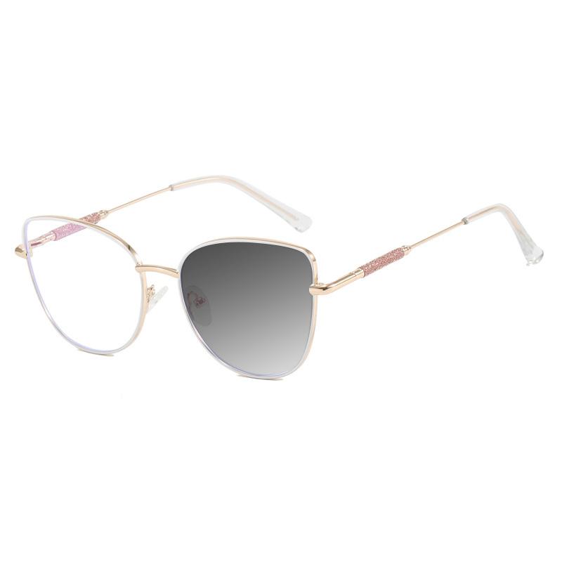 Latest Stylish Design Cat Eye Photochromism Prescription Reading Glasses Women Anti Blue Light Frame Clear Hyperopia Eyewear