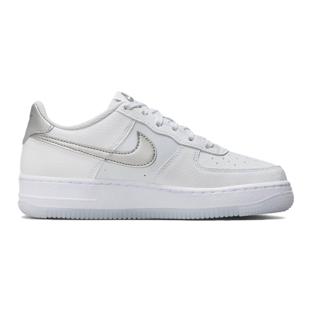 Nike Air Force 1 GS Blanc Football Gris Baskets Enfant Pure-Platinum Métallisé-Argent FV3981-100