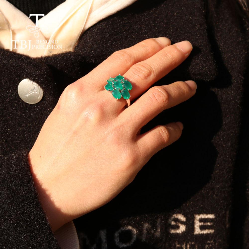 Natural Green Agate Gemstone Jewelry Set 925 Sterling Silver Earrings Silver Rings for Women Wife Nice Gift
