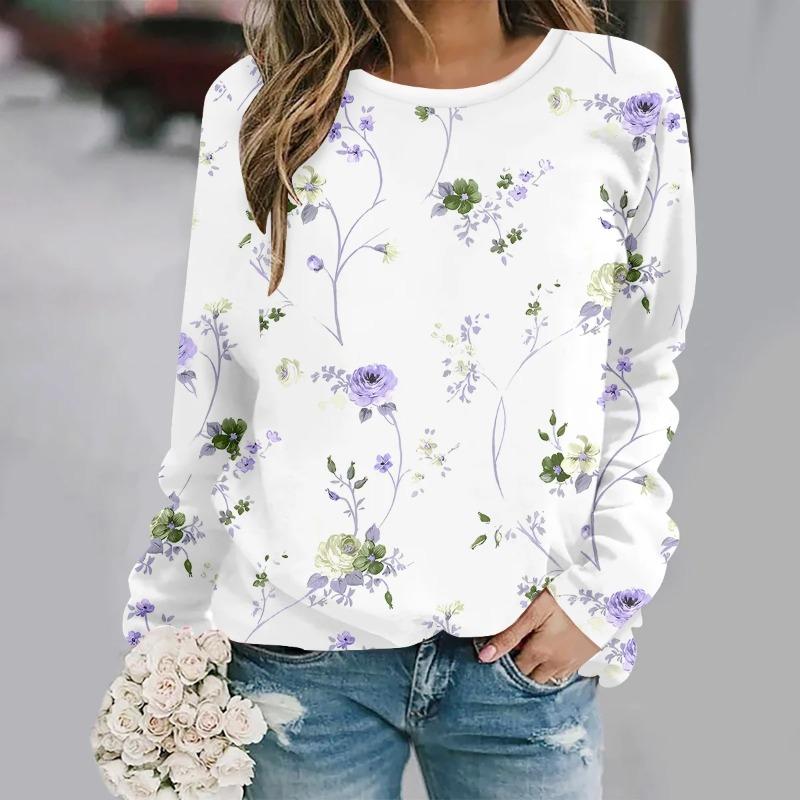 2025 Plus Size Autumn Winter New Fashion Round Neck Long Sleeve Printed Elegant Casual Loose Hoodie