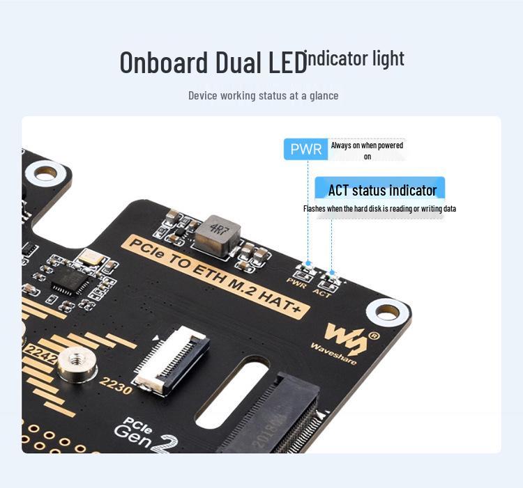 Raspberry Pi 5th Gen M.2 PCIe to Gigabit Ethernet HAT+ Board, 5Gbps Speed, Driver-Free SSD Boot