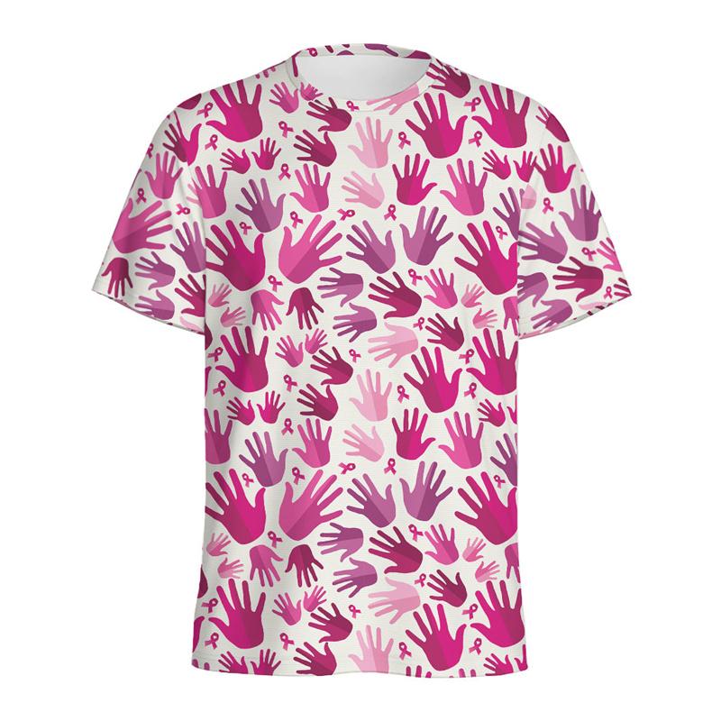 Summer Pink Ribbon T-shirt Women's T-shirt Short Sleeve O-neck Casual T-shirts Clothes Men Fashion Clothing Daily Tees Top