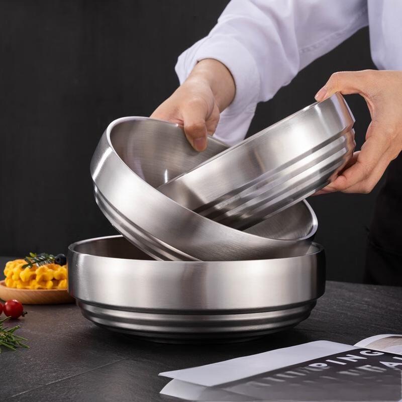 JINGRUIXIANG Korean Style Stainless Steel Double-Layer Bowl