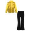 Copii Băieți Ținută Dans Jazz cu Sclipici Cămașă cu Mânecă Lungă cu Paiete și Nasturi Pantaloni de Performanță Costum de Scenă