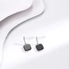 Simple Square Black Agate Stud Earrings Female Korean Version Personalized Fashion Versatile Earrings Ins Cold Wind Earrings