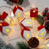 Christmas Wooden House LED String Light Xmas Tree Garland Home Fairy Lamp Merry Christmas Hanging Ornament 2025New Year Gift Noe